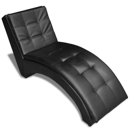Chaise Longue Avec Oreiller Noir Simili