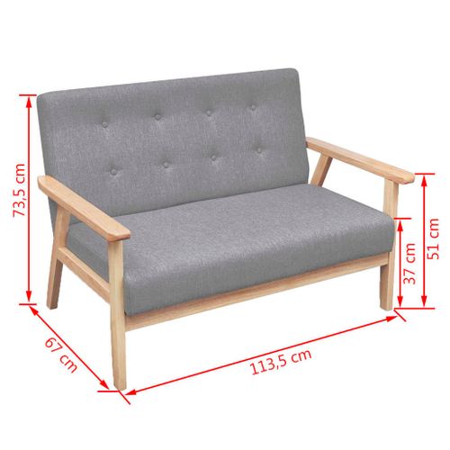 Canapé à 2 Places Tissu Gris Clair