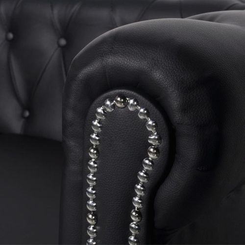 Canapé Chesterfield À 2 Places Cuir Synthétique Noir