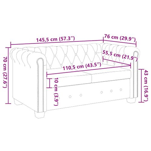Canapé Chesterfield À 2 Places Cuir Synthétique Noir