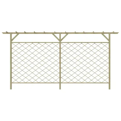 Clôture Treillis Jardin Avec Pergola En Bois Imprégné Vert 335x200 Cm