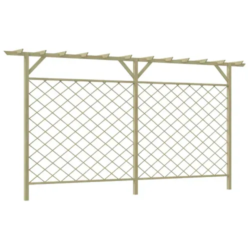 Clôture Treillis Jardin Avec Pergola En Bois Imprégné Vert 335x200 Cm