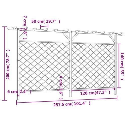 Clôture Treillis Jardin Avec Pergola En Bois Imprégné Vert 335x200 Cm