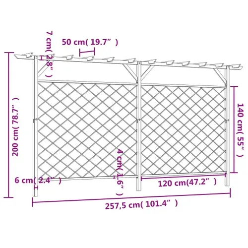 Clôture Treillis Jardin Avec Pergola En Bois Imprégné Vert 335x200 Cm