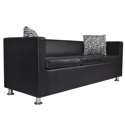 Jeu De Canapé À 2 Places Et À 3 Places Cuir Synthétique Noir