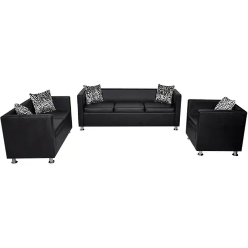 Jeu De Canapé À 2 Places Et À 3 Places Et Fauteuil Noir