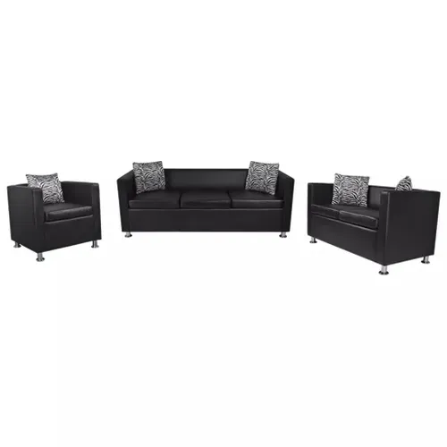 Jeu De Canapé À 2 Places Et À 3 Places Et Fauteuil Noir