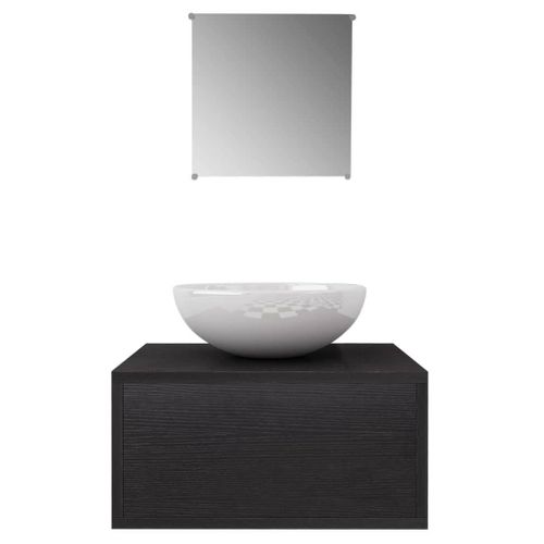 Meuble-Vasque Noir + Miroir