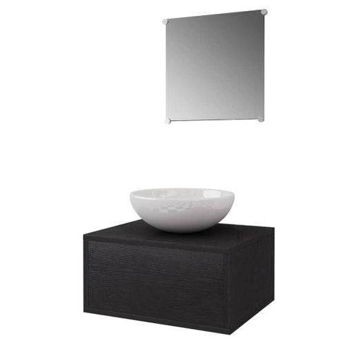 Meuble-Vasque Noir + Miroir