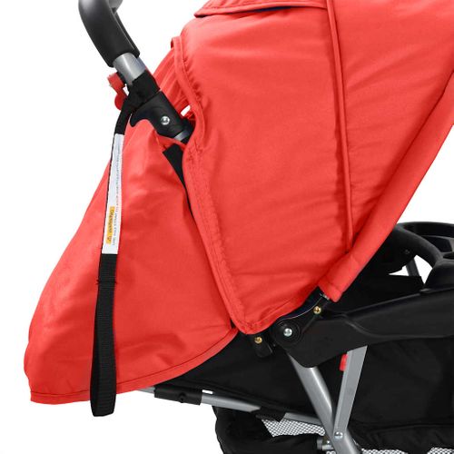 Poussette À Deux Places Acier Rouge Et Noir