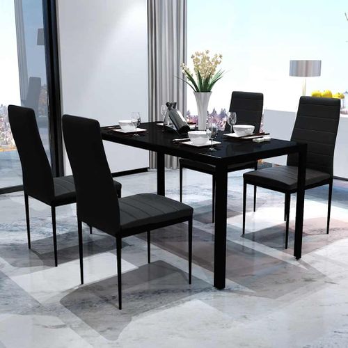 Ensemble De Table Pour Salle À Manger Cinq Pièces Noir