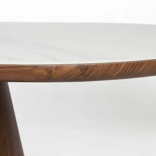 Table à Manger 8 Personnes Ovale En Pierre Et Bois - Bois Foncé
