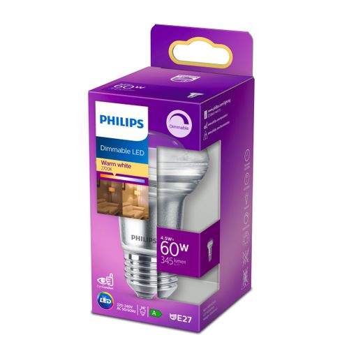 Ampoule LED R63 dimmable E27 PHILIPS Blanc chaud