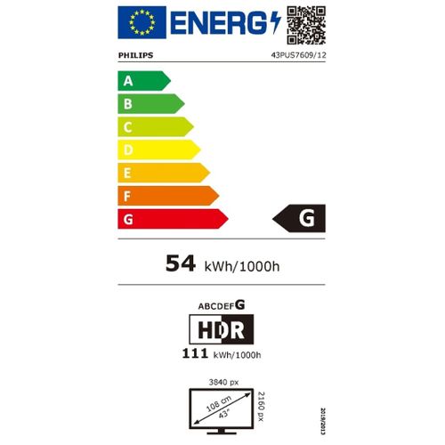 Téléviseur LED 43'' (108 cm) 4K UHD Smart TV - 43pus7609/12