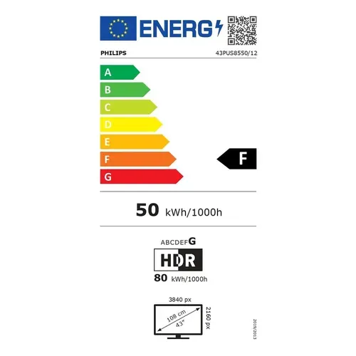 Téléviseur QLED 43" (108 cm) 4K Ultra HD Smart TV Ambilight - 43pus8550/12