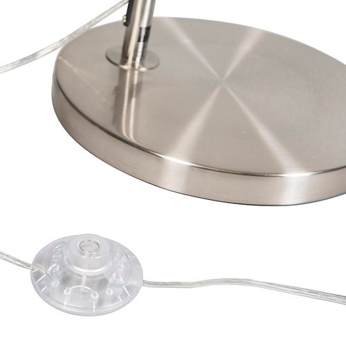 Lampe D'arc Moderne En Acier Avec Abat-jour En Tissu Gris - Arc Basic