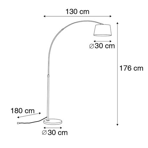 Lampe D'arc Moderne En Acier Avec Abat-jour En Tissu Gris - Arc Basic