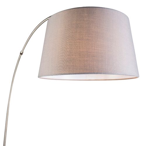 Lampe D'arc Moderne En Acier Avec Abat-jour En Tissu Gris - Arc Basic