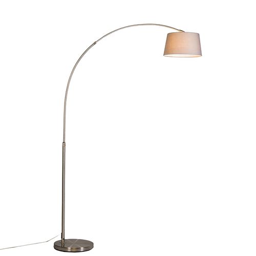 Lampe D'arc Moderne En Acier Avec Abat-jour En Tissu Gris - Arc Basic