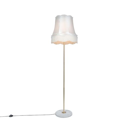 Lampadaire Rétro En Laiton Avec Abat-jour Granny Crème 45 Cm - Kaso