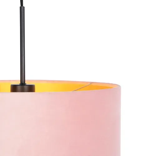 Suspension Avec Abat-jour En Velours Rose Et Or 35 Cm - Combi