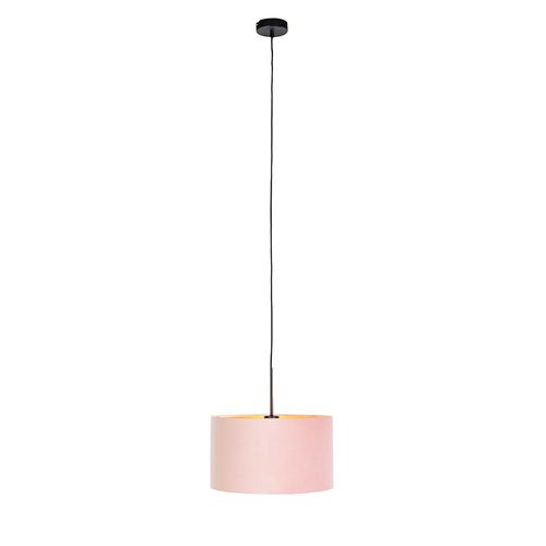 Suspension Avec Abat-jour En Velours Rose Et Or 35 Cm - Combi