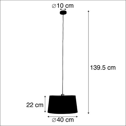Suspension Avec Abat-jour En Coton Noir Et Or 40 Cm - Combi