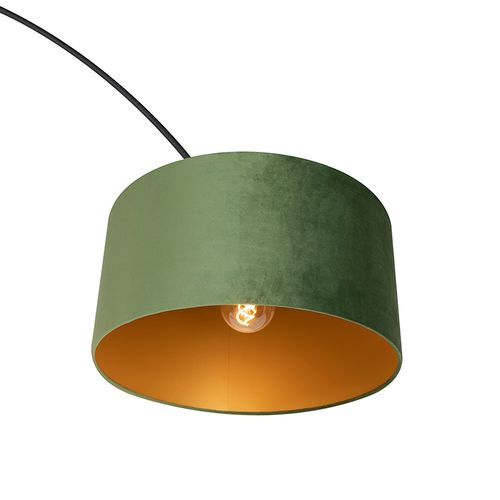 Lampe à Arc Noire Avec Abat-jour En Velours Vert Et Or 50 Cm - XXL