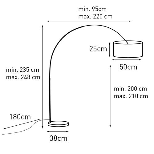 Lampe à Arc Noire Avec Abat-jour En Velours Vert Et Or 50 Cm - XXL