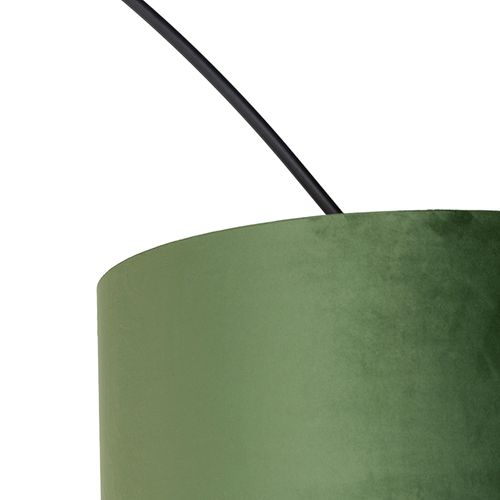 Lampe à Arc Noire Avec Abat-jour En Velours Vert Et Or 50 Cm - XXL