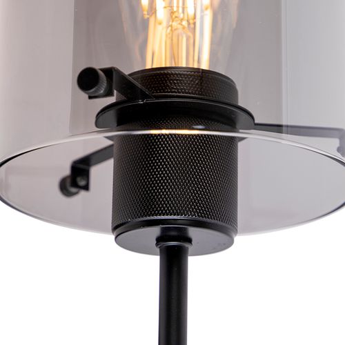 Set De 3 Chandeliers Bougeoirs Noirs Avec Verre Fumé - Hauteurs Différentes (34, 40, 45 Cm) - Décoration Table Salon Noël