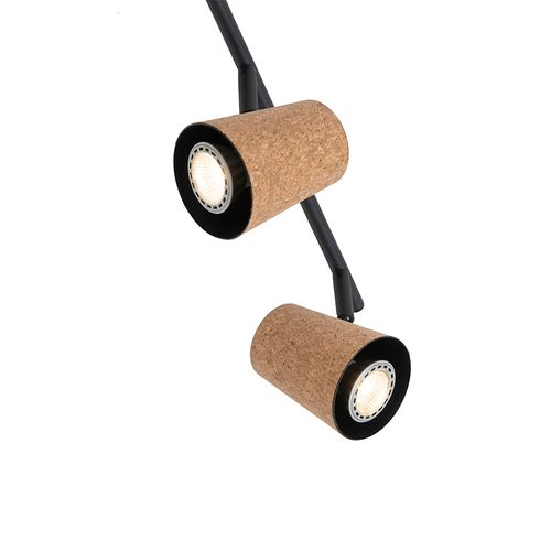 Spot Encastré De Plafond Noir Avec Abat-jour En Liège 4 Lumières Orientables - Corky