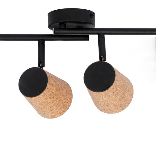 Spot Encastré De Plafond Noir Avec Abat-jour En Liège 4 Lumières Orientables - Corky