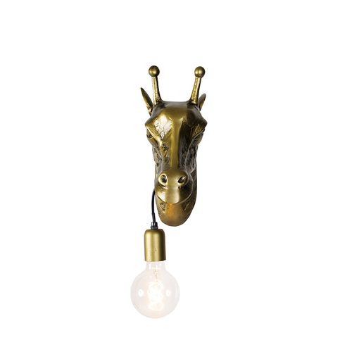 Statue Girafe En Laiton Fine - Hauteur 23 Cm, Objet Déco Animalier Africain