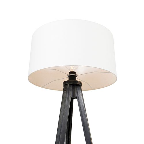 Lampadaire Trépied Noir Avec Abat-jour Blanc 50 Cm - Tripod Classic