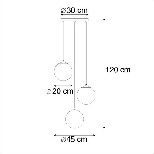 Suspension Salon, Art Déco, Moderne, Trois Boules De Verre Noir Ensemble, Coin Salon