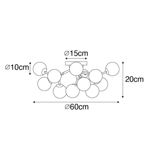 Plafonnier Moderne Bronze Avec Verre Ambré 12 Lumières - Bianca