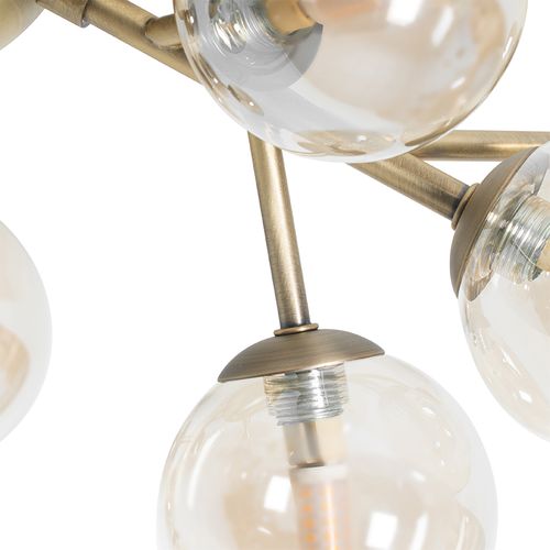 Plafonnier Moderne Bronze Avec Verre Ambré 12 Lumières - Bianca