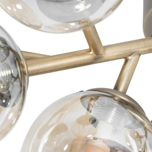Plafonnier Moderne Bronze Avec Verre Ambré 12 Lumières - Bianca