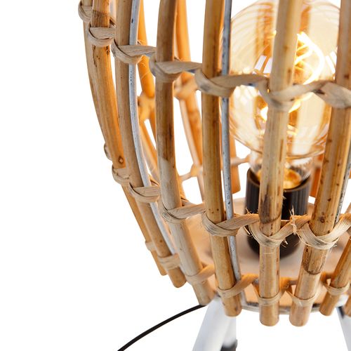Lampe De Table Rustique Noire Avec Abat-jour En Rotin Steinhauer Bois Noirantique Et Naturel