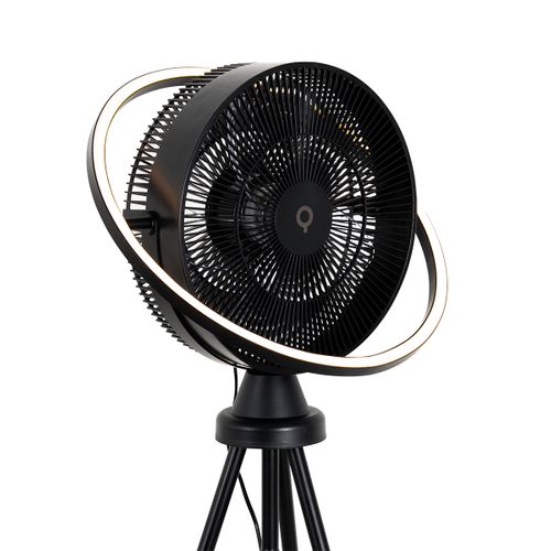 Ventilateur Sur Pied Trépied Noir Avec LED 3 Niveaux De Luminosité Réglable - Marleen