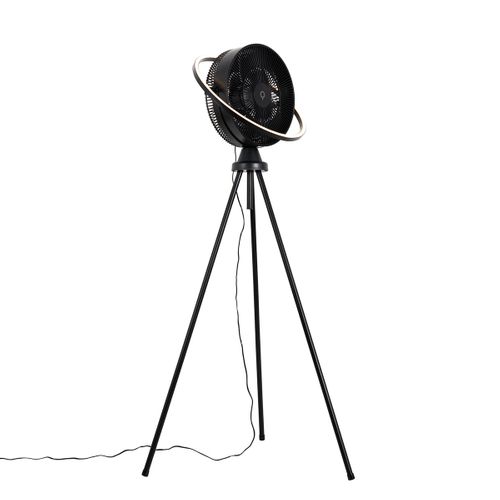 Ventilateur Sur Pied Trépied Noir Avec LED 3 Niveaux De Luminosité Réglable - Marleen