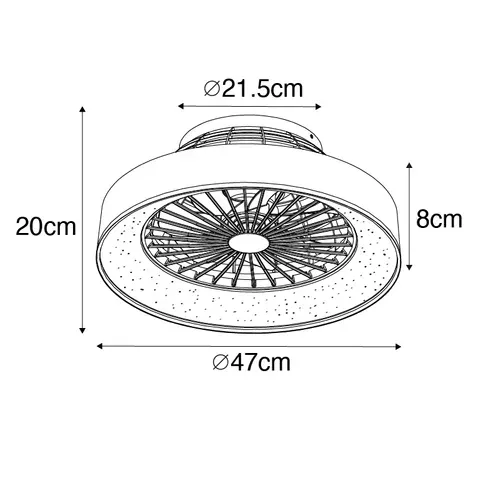 Ventilateur De Plafond Blanc Avec Effet étoilé 47cm LED Incluse Dimmable Avec Télécommande - Emily
