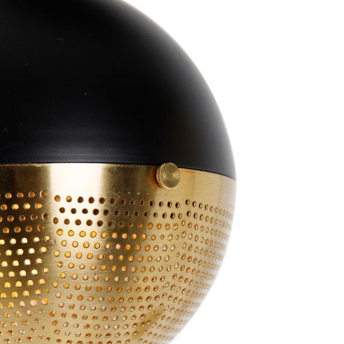 Suspension Industrielle Noire Avec Laiton 5 Lumières - Haicha