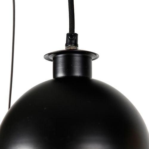 Suspension Industrielle Noire Avec Laiton 5 Lumières - Haicha