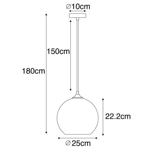 Suspension Art Déco Noire Avec Verre Fumé - Wallace