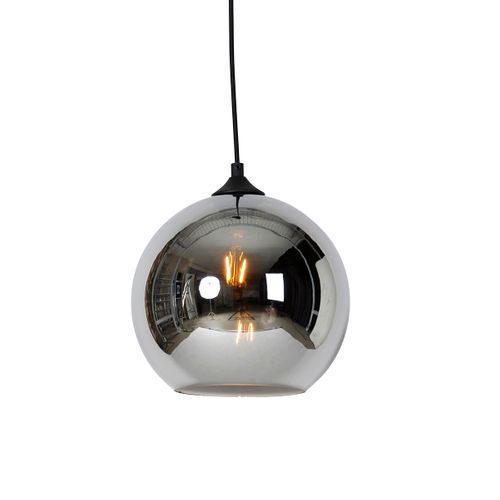 Suspension Art Déco Noire Avec Verre Fumé - Wallace