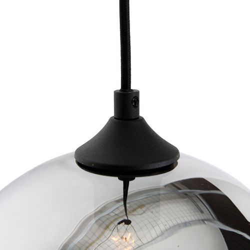 Suspension Art Déco Noire Avec Verre Fumé - Wallace