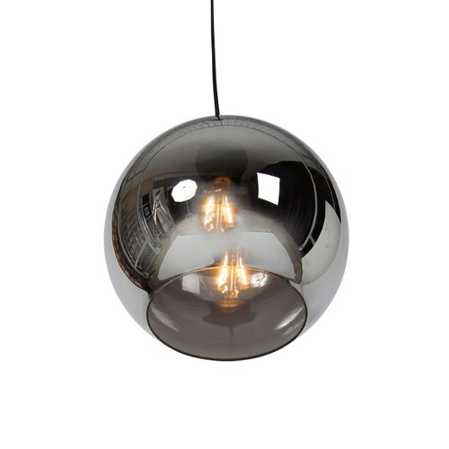 Suspension Art Déco Noire Avec Verre Fumé - Wallace