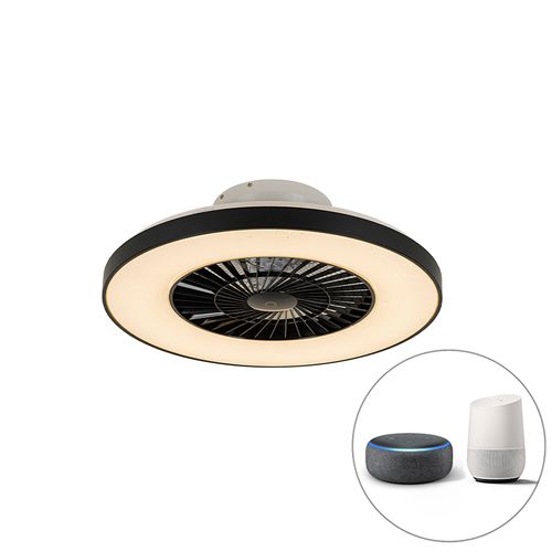Ventilateur De Plafond Intelligent Noir Avec Effet Étoile Dimmable - Climo